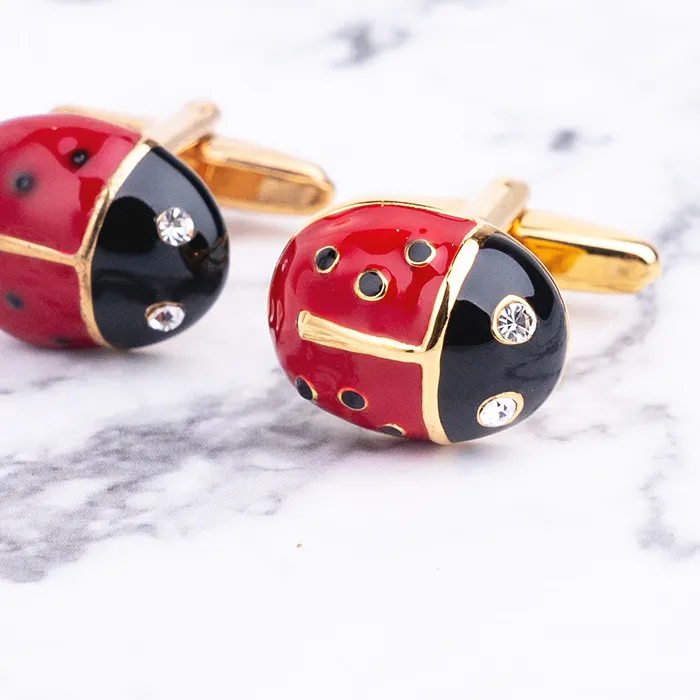 Authentic The Guardian of Fortune: Enameled Ladybug Talisman Cufflinks