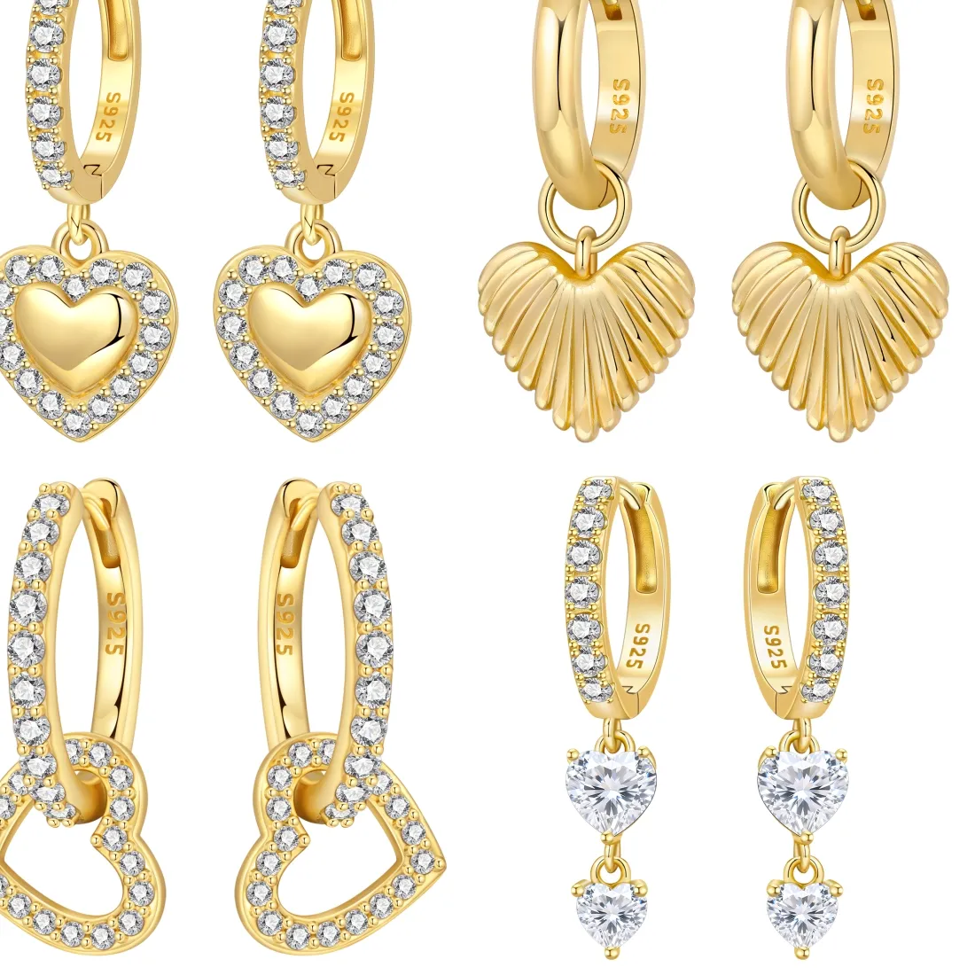Authentic MISEFF S925 Sterling Silver Earring Exquisite Love Heart Shaped Earring 18K Gold-Plated Jewelry Mother's Day