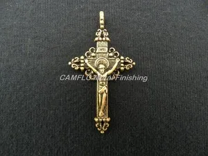 Authentic 24K Gold Plated Cross Charm Pendant - W/O Necklace