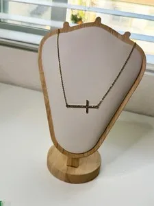 Authentic Gold Plated Sideways Cross Necklace Pendant Adjustable Trendy Everyday Simple