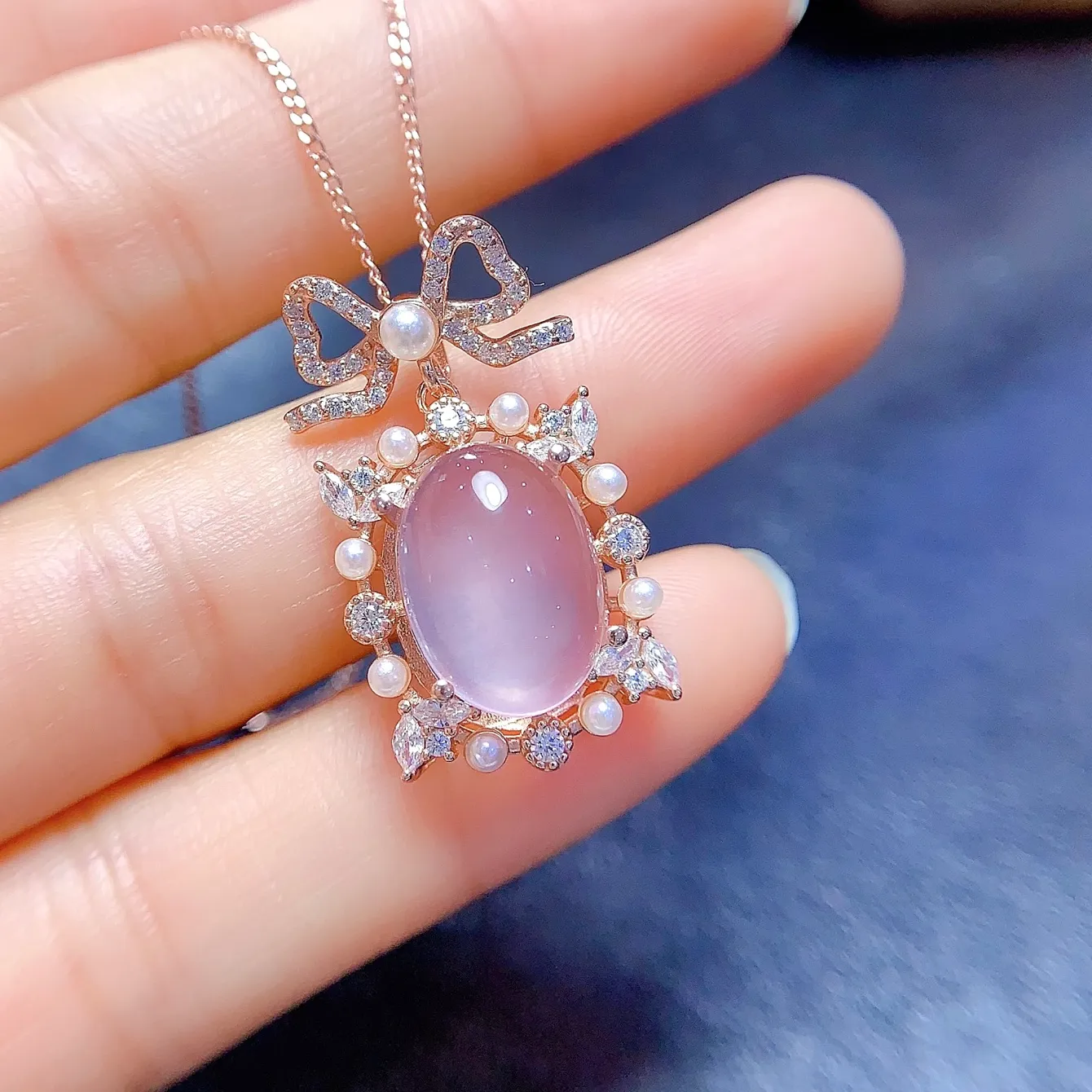Authentic Fs 10 14Mmfine Natural Rose Quartz Pendant S925 Sterling Silver Weddings Jewelry With Certificate Meibapj