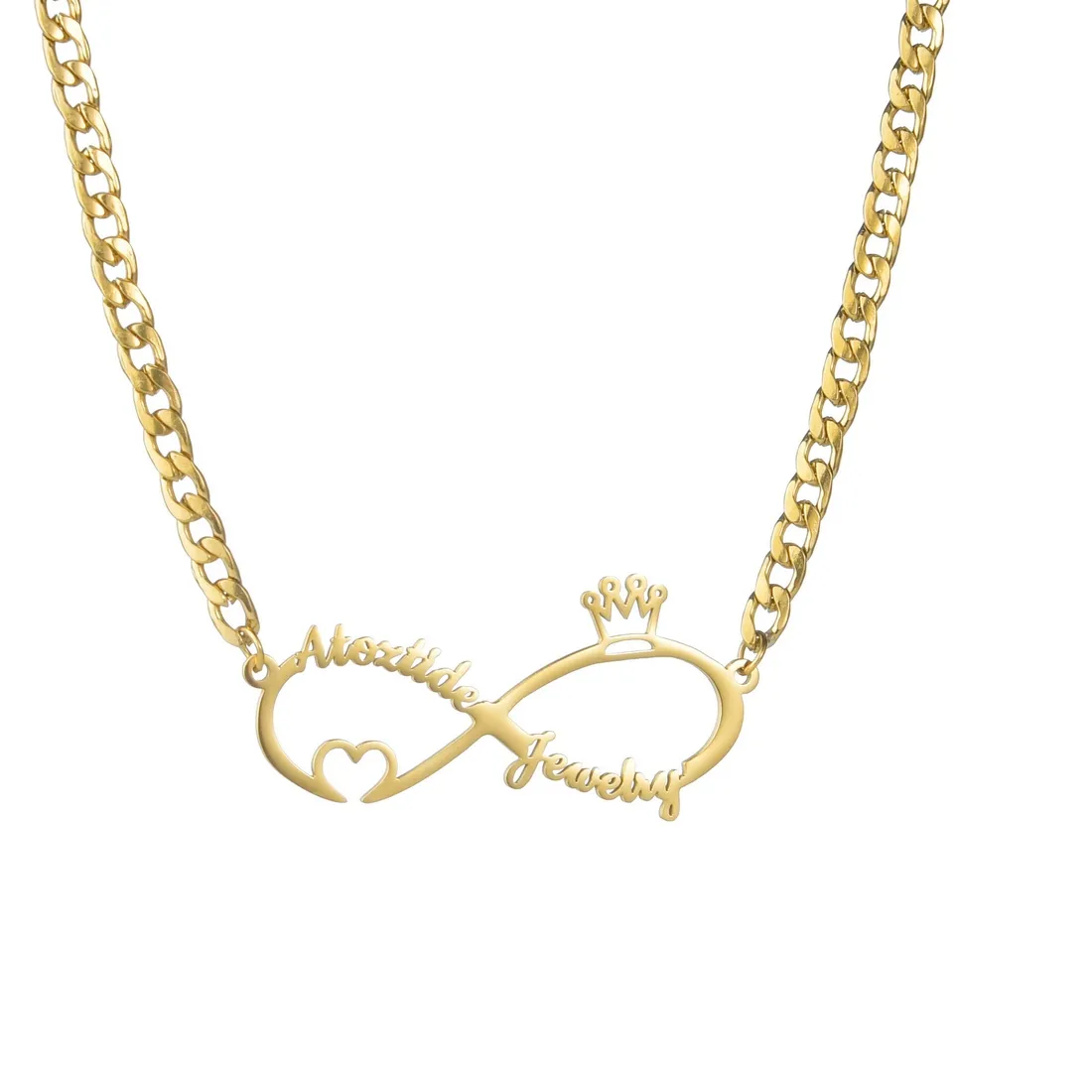 Authentic Custom Name Necklace Personalized Stianless Letter Infinity Symbol Heart Crown Necklace Birthday Jewelry