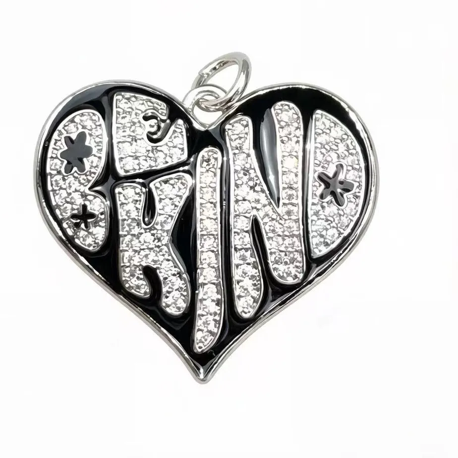 Authentic 5Pcs Zirconia Pave Autism Awareness Heart Charms for Autism Symbol Be Kind Support Jewelry Making DIY Bracelets Necklace