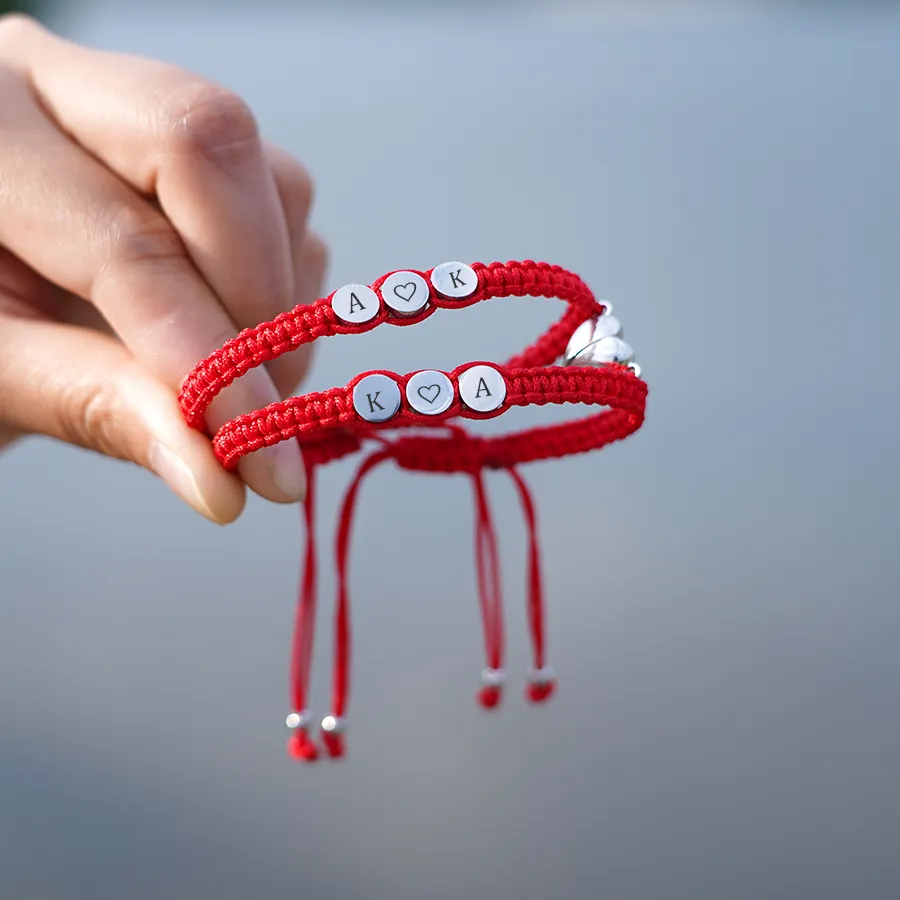 Authentic Handwoven Custom 26 Alphabet Symbol Bracelet Couple Jewelry Charm Red Rope Lucky Bracelets for Men and Women