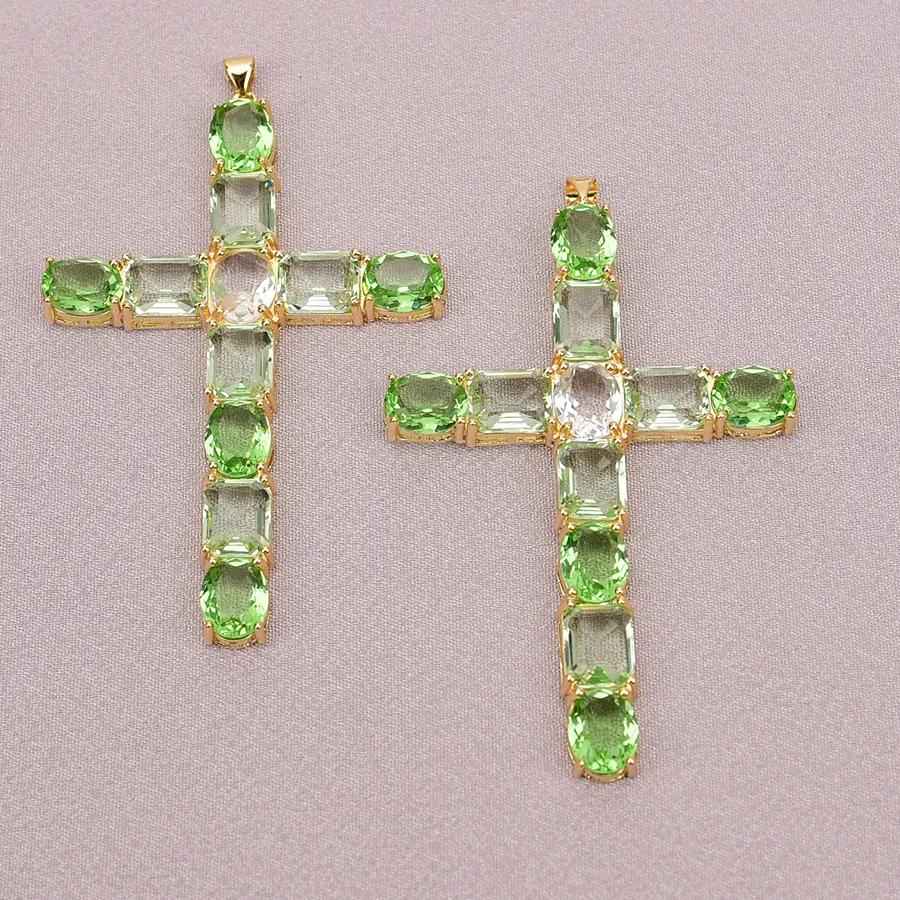 Authentic The Verdant Cross of Sacred Light: Gold-Plated Crystal Talismans