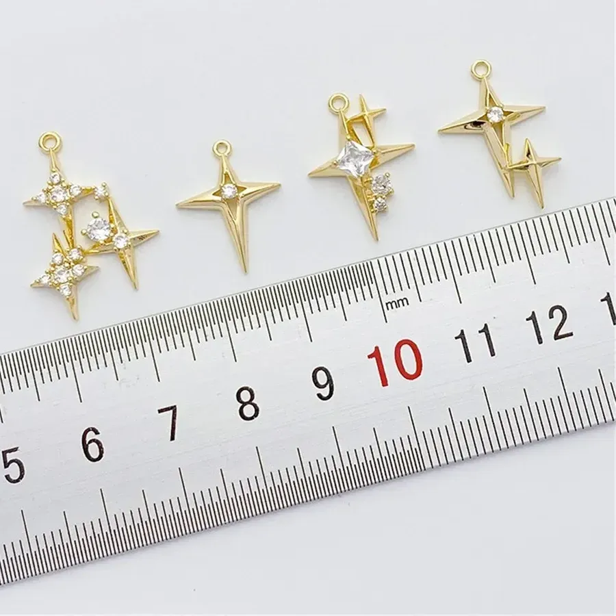 Authentic 14K Gold-plated Micro-inlaid Zircon Cross Star Pendant Mangxing Pendant Diy Bracelet Necklace Earrings Material L460