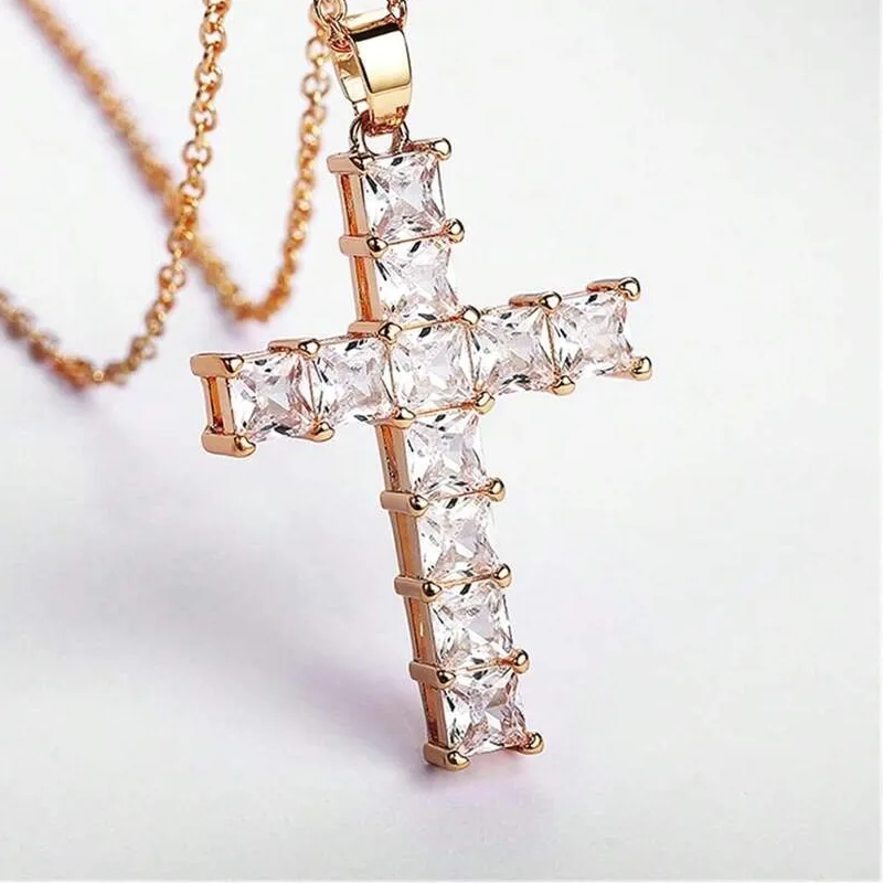 Authentic Radiant Prism Cross Pendant in Gilded Light
