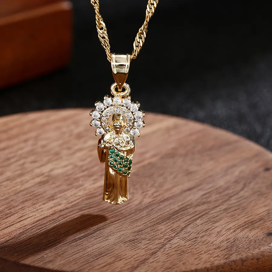 Authentic Copper plated 14K gold female accessories, Holy Jude, Holy Father inlaid pendant necklace, religious belief fashion jewelry gift
