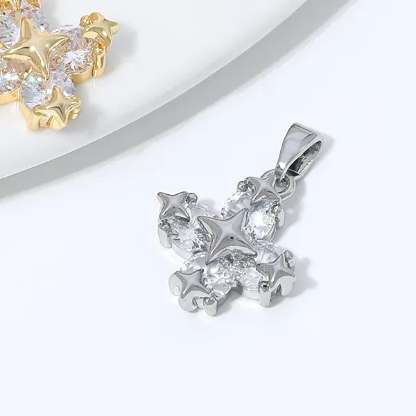 Authentic Celestial Starlight Cross - 18K Gold Plated Zircon Talisman for Divine Guidance