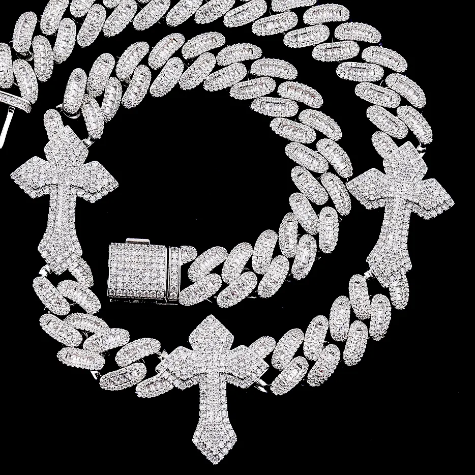 Authentic Icedminer All New Big Cross Full Diamond Cuban Chain Necklaces For Men Women Iced Out Chain Hip Hop Goth Jewelry Free Shipping