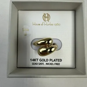 Authentic House of Harlow 14k Gold Plated 1960 Chunky Lead Safe, Nickel Free Ring Size 8