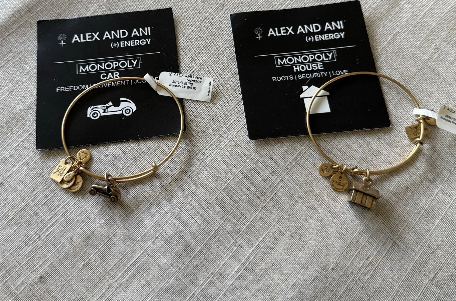 Authentic NWT ALEX AND ANI Gold Plated Car & House Charm Bracelets (Set Of 2)