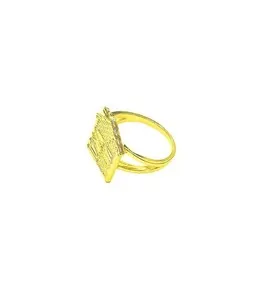 Authentic 14k gold plated brass material ring with band, money bag and trap house (trap...