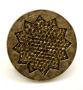 Authentic House of Harlow 1960 Medium Sunburst Gold Plated Ring w/ yellow crystals