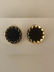 Authentic House of Harlow 1960 Obsidian Sunburst 14K Gold Plated Talisman Earrings