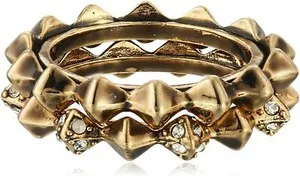 Authentic House of Harlow 1960 Yellow Gold-Plated Spike Stack Ring