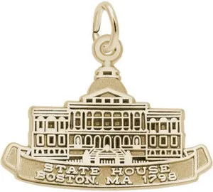 Authentic Gold-Plated Sterling Silver Boston State House Charm by Rembrandt