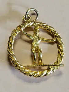 Authentic Vintage House of Borvani HOBCO Gold Plated Surfer Charm
