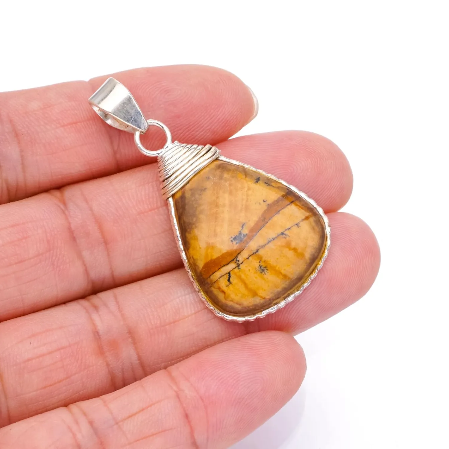 Authentic Stargems Natural Picture Jasper Handmade 925 Sterling Silver Pendant 1 3 4 S0635