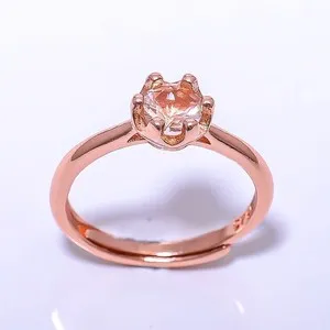 Authentic Morganite Quartz Gemstone Rose Gold Plated Ring Ad. (R8)