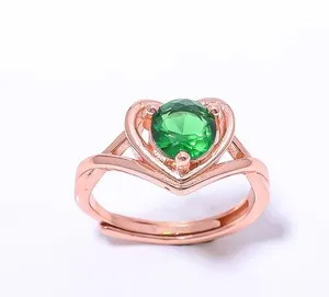 Authentic Emerald Quartz (Lab-Created) Rose Gold Plated Ring Ad. C-12