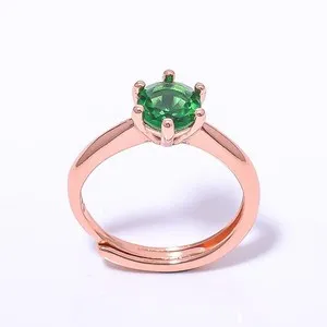 Authentic Emerald Quartz (Lab-Created) 925 Silver Rose Gold Plated Ring Adjst RC7381-14_3