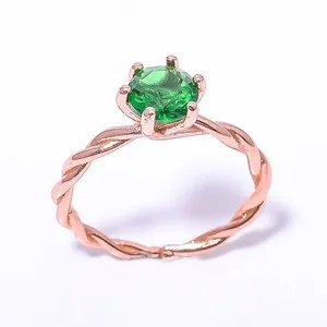 Authentic Emerald Quartz (Lab-Created) 925 Silver Rose Gold Plated Ring Adjst RC7385-10_2