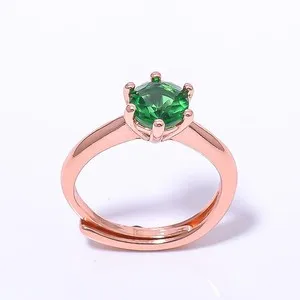 Authentic Emerald Quartz (Lab-Created) Rose Gold Plated Ring Ad C1-14