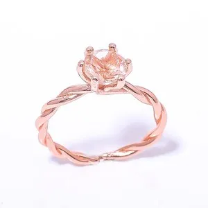 Authentic Morganite Quartz Gemstone Rose Gold Plated Ring Ad. (13)