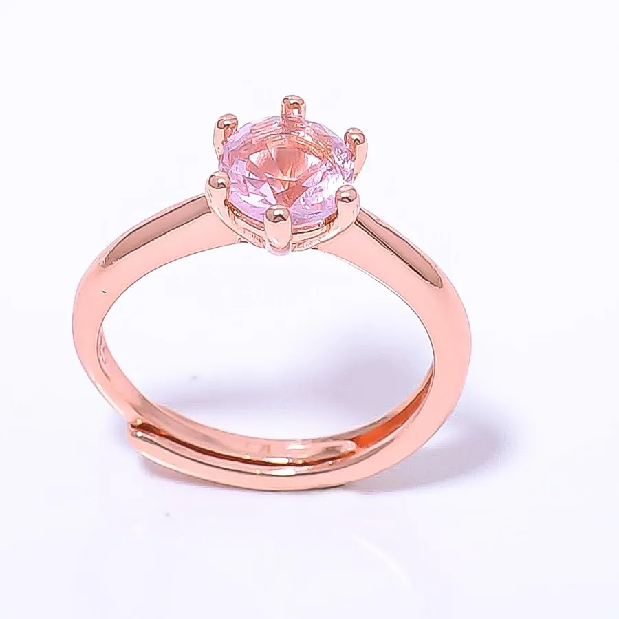 Authentic Rose Quartz Gemstone Rose Gold Plated Ring Adst (1_2)