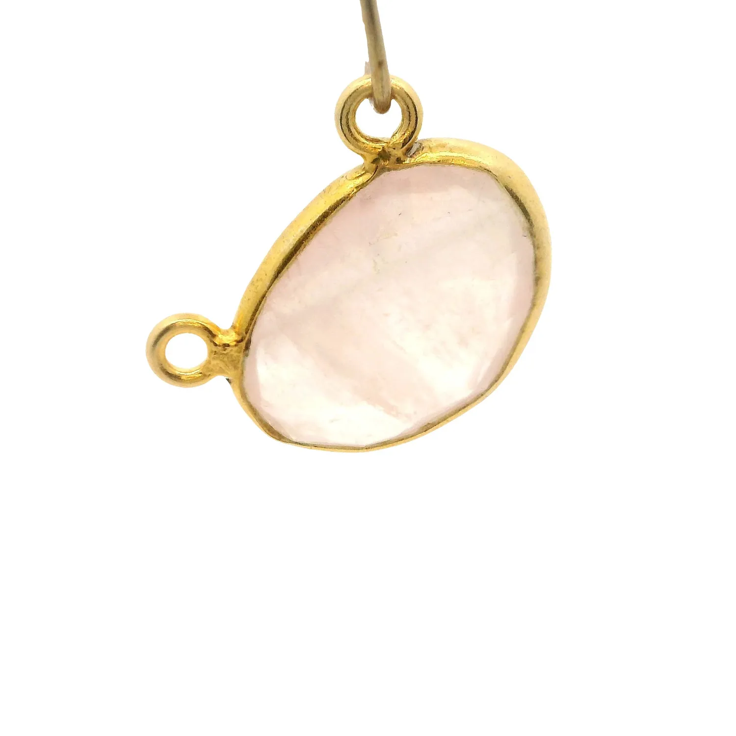 Authentic Heart of the Rose: Gold-Plated Rose Quartz Half Oval of Protection and Love