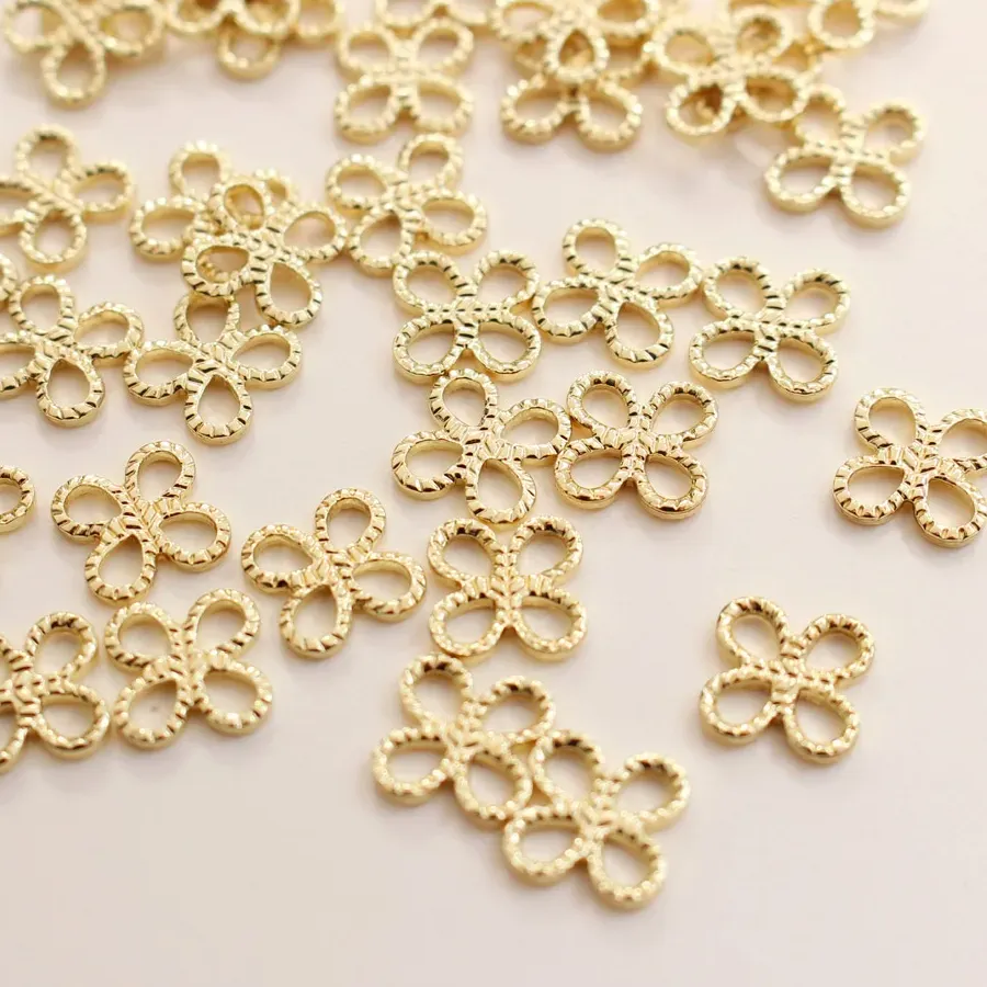 Authentic 10pcs 14K Gold Plated Clover Shape Earrings Connecting Earrings DIY Handmade Jewelry Accessories