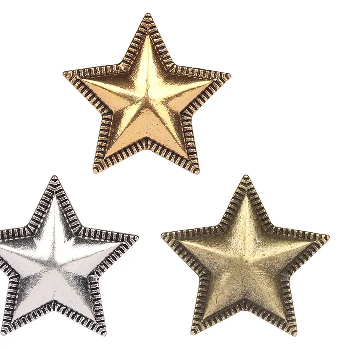 Authentic 3pcs/lot 28MM Retro Zinc Alloy //Bronze CONCHO Stars Pentagram Decorative Buttons Charms For DIY Accessories