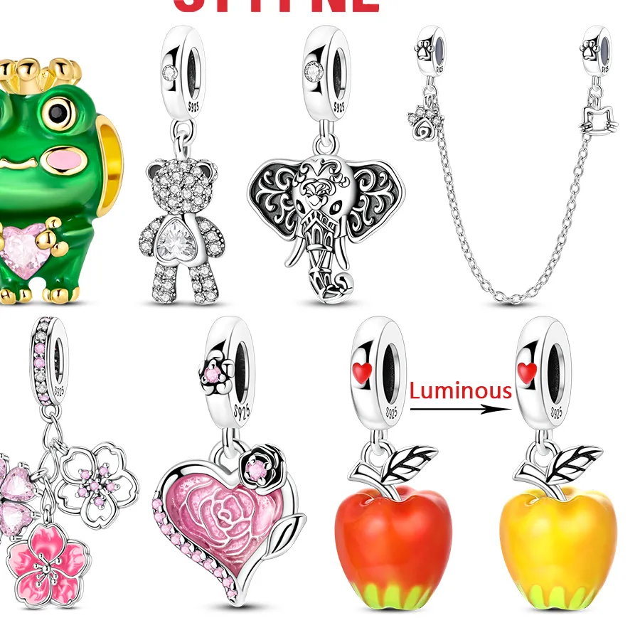 Authentic Silver-Plated Ornate Elephant Charms Beads Fit Original Bracelets Bag Keychain Charms Beads Pendant Diy Women Jewelry Gift