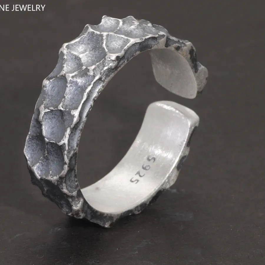 Authentic The Mjolnir Forge Resizable Silver Band - Ancient Viking Strength Talisman