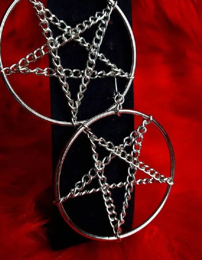 Authentic Astral Guardian Pentagram Chain Talisman Earrings - Sacred Gold Plated Protection Amulet