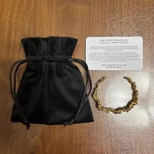 Authentic Amber Sceats Emery Cuff Bracelet 24k Gold Plated Crushed Metal Adjustable NWT
