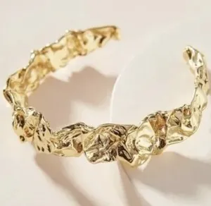 Authentic The Emery Sculptural Cuff: A Golden Conduit of Radiance