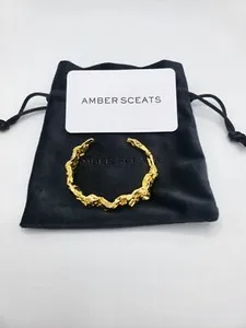 Authentic Amber Sceats Emery Cuff Bracelet 24k Gold Plated Rachel Zoe