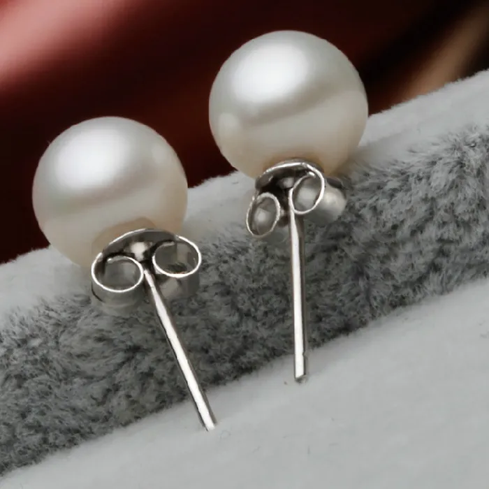 Authentic 925 Sterling Silver Earrings Sparkling Freshwater Pearl Long U- Shaped Hoop Earring For Anniversary Jewelry