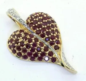Authentic Women's 2.50Ct Round Lab Created Red Ruby Heart Pendant 14K Yellow Gold Plated