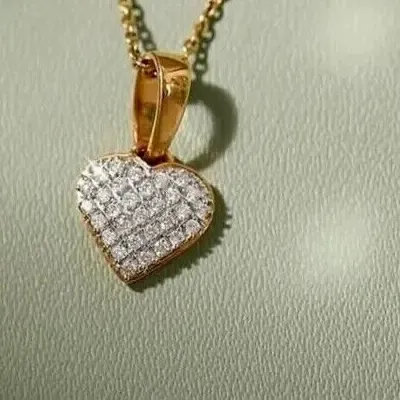 Authentic Radiant Heart of Affection Simulated Diamond 14K Yellow Gold Plated Pendant
