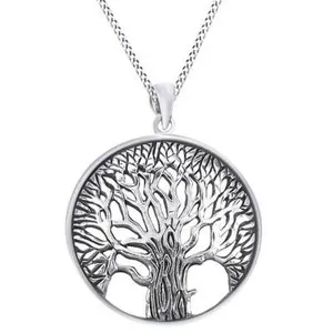 Authentic Magnificent and Inspiring Tree of Life 14K White Gold Plated Pendant Necklace