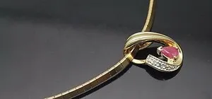 Authentic MAGNIFICENT GENUINE RUBY DIAMONDS GOLD PLATED STERLING SILVER FANCY 16" NECKLACE