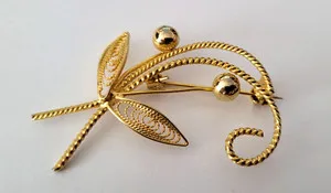 Authentic Magnificent Fancy Gold Plated Brooch (Ref. 655)