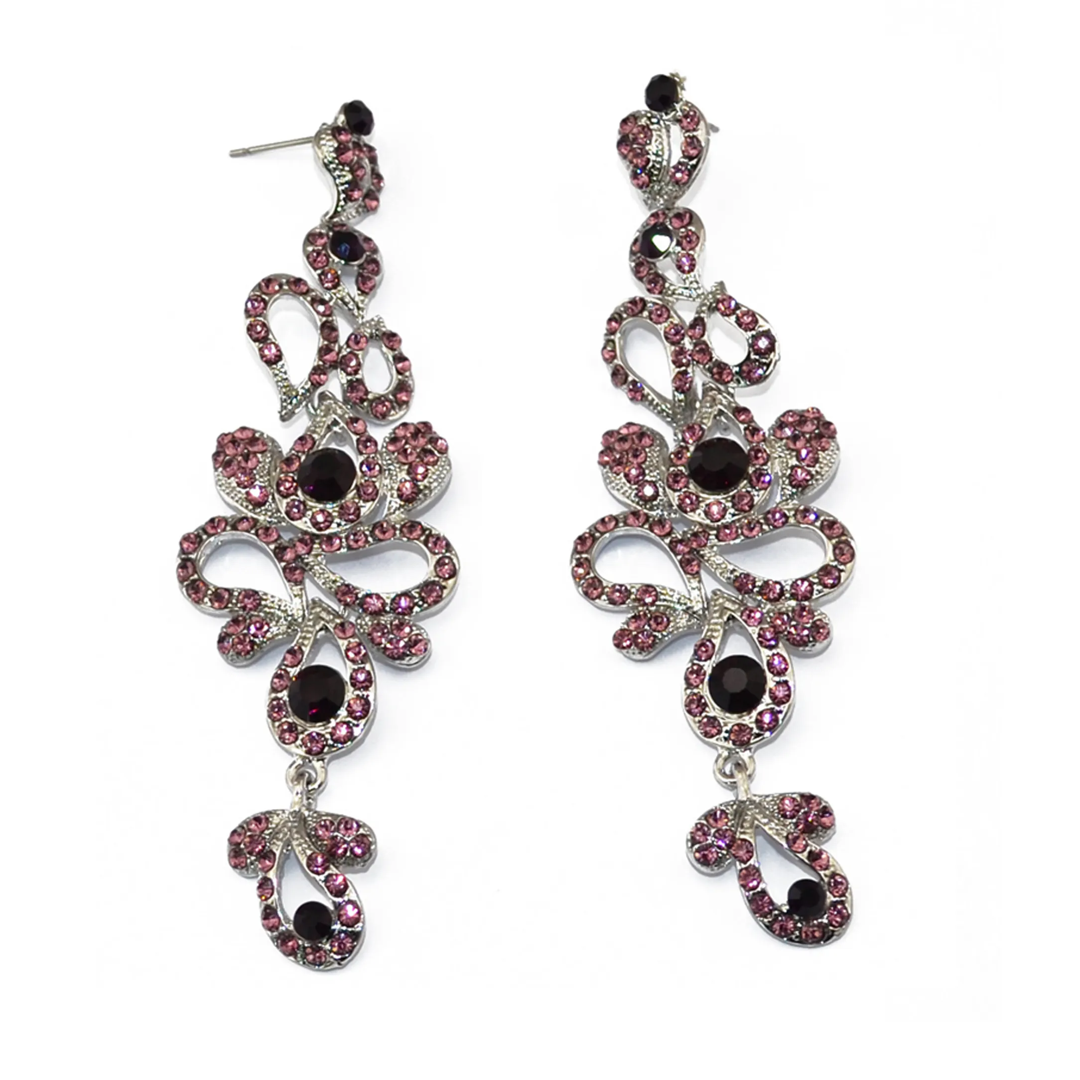 Authentic With Diamonds Earrings Magnificent Flower Petal Hollow Pattern Pendant Eardrop Banquet Appointment Jewelry