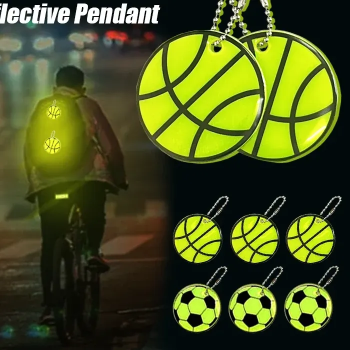 Authentic 10Pcs Basketball Reflective Keychains Outdoor Night Safety Stars Lightning Backpack Pendants Fashion Key Rings Gifts