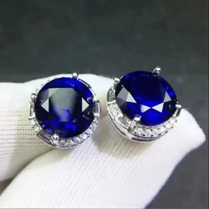 Authentic Celestial Azure Studs: 2Ct Lab-Created Sapphire Amulets