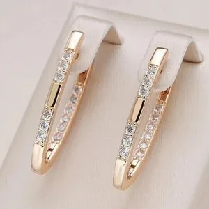 Authentic Round Cut Lab Created Diamond Women's Stunning Hoop Earring 14K Rose Gold Plated