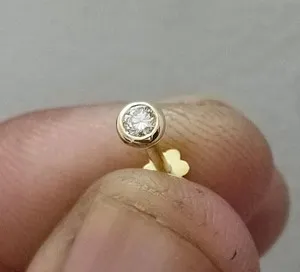 Authentic Golden Moonlit Whisper: 14K Yellow Gold Plated Lab-Created Diamond Nose Pin